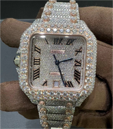 VVS Moissanite Cartier Santos WSSA0009 Two-Tone Rose Gold