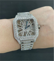 Moissanite Cartier Santos Skeleton WHSA0015 White