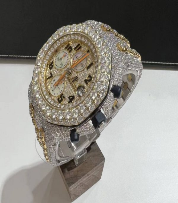 Moissanite Audemars Piguet 15500 Two-Tone Rose Gold Rainbow