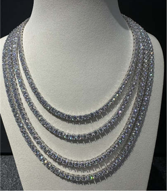 VVS Moissanite 925 Sterling Silver Tennis Chain 4MM 24 Inch