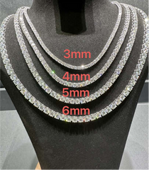 VVS Moissanite 925 Sterling Silver Tennis Chain 4MM 24 Inch