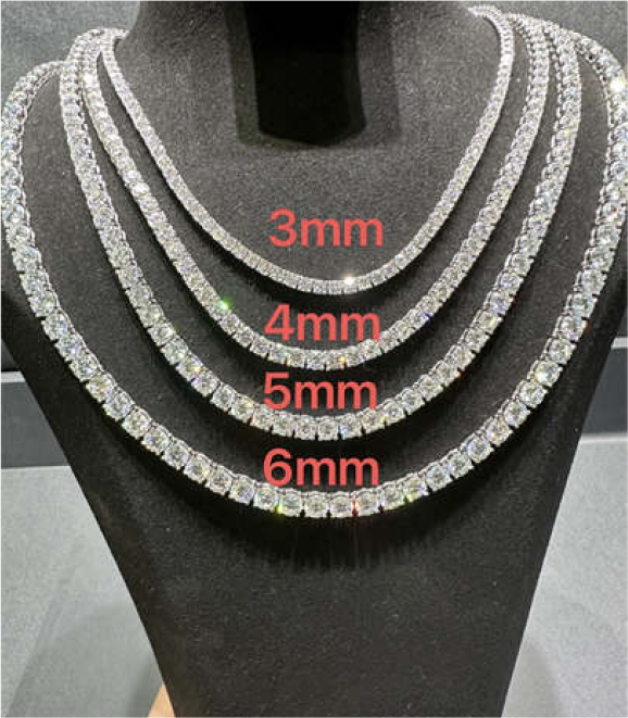 VVS Moissanite 925 Sterling Silver Tennis Chain 3MM 24 Inch