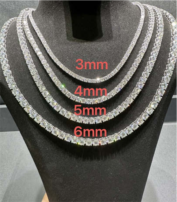 VVS Moissanite 925 Sterling Silver Tennis Chain 6MM 24 Inch