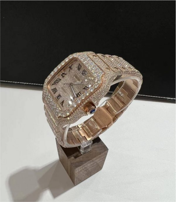 VVS Moissanite Cartier Santos WSSA0009 rose gold