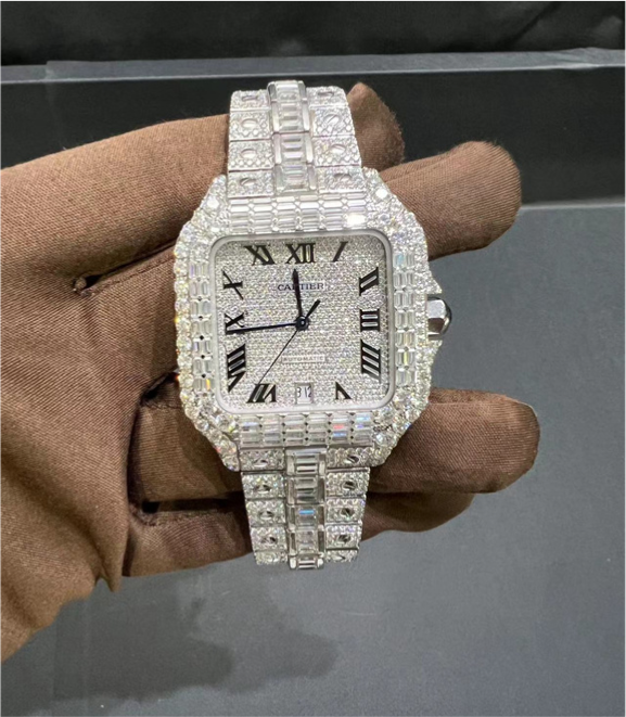 VVS Moissanite baguettes Cartier Santos WSSA0009 white